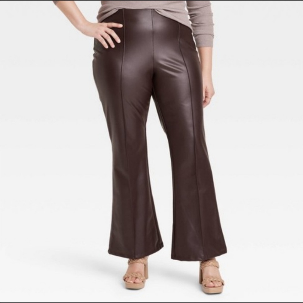 New faux leather pull on flare leg pants XXL plus size